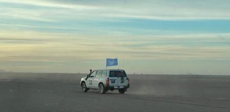 Vehículo de la Misión de Naciones Unidas en el Sáhara Occidental (MINURSO)