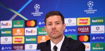 Xabi Alonso, este lunes en la sala de prensa de Anfield Road