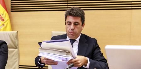 El expresidente del la Generalitat Valenciana Carlos Mazón durante su comparecencia en la Comisión del Congreso