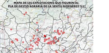 Mapa de explotaciones en La Sentiu de Sió.