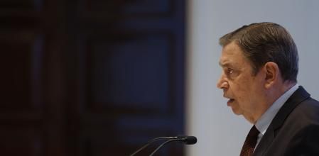 MADRID, 29/11/2025.- El ministro de Agricultura, Pesca y Alimentación, Luis Planas, ha informado este sábado en conferencia de prensa sobre la detección de dos casos de peste porcina africana en animales silvestres tras 31 años en los que no se había registrado ningún positivo en España. EFE/Javier Lizón