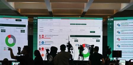 Periodistas siguen el recuento de votos en Tegucigalpa