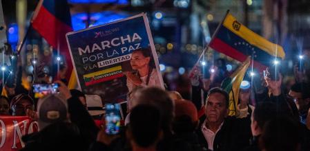 Marcha en apoyo a Machado de los venezolanos en Bogotá.