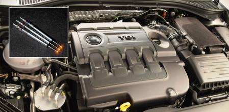 Los motores diesel cuentan con calentadores o bujías de precalentamiento (arriba a la izquierda) que calientan el aire lo suficiente para producir la combustión del gasóleo y arrancar el motor.