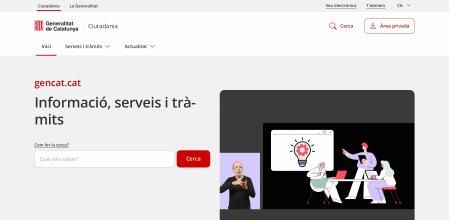 Aspecto del nuevo portal Gencat, con el gran chatbot con IA en primer término&nbsp;