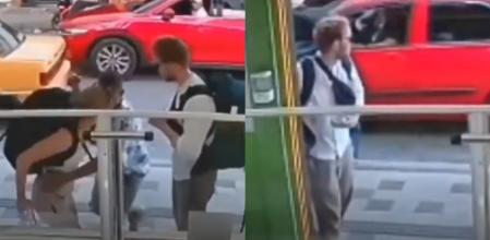 El joven se escondió al ver que asaltaban a su compañera