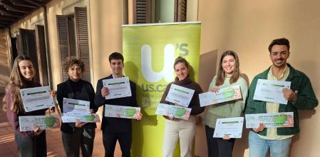 Los galardonados y galardonadas de los Premios de Promoción de la Salud 2025. De izquierda a derecha en la imagen, Emma Marco y Figuerola, Anna Pagès Borrell, Oriol López Martín, Anna Riba Vidal, Maria Peiro y Egea, y Juan Luís González Rodríguez