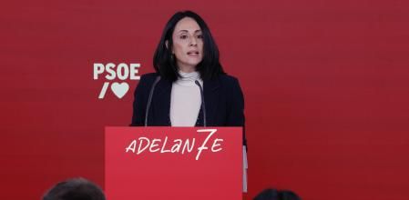 La secretaria de organización del PSOE, Rebeca Torró, compareció ayer en la sede de Ferraz