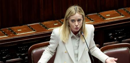 La primera ministra italiana, Giorgia Meloni, interviene en la Cámara de Diputados&nbsp;