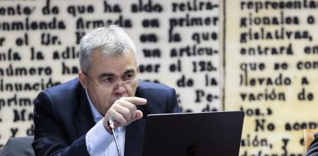 Santos Cerdán durante su declaración en la comisión de investigación del Senado