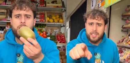 Un frutero explica las propiedades del kiwi rojo.