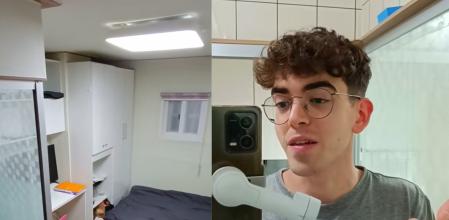 Marc mostrando el interior de su vivienda