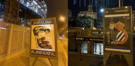 Los carteles con motivos espanyolistas han invadido Barcelona