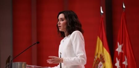 La presidenta de la Comunidad de Madrid, Isabel Díaz Ayuso, durante una rueda de prensa tras la reunión del Consejo de Gobierno, en la Real Casa de Correo.