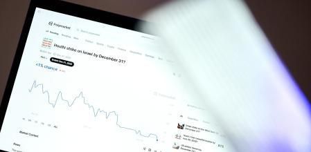 Imagen de la plataforma Polymarket, donde se aprecia una apuesta sobre un posible ataque de milicias hutíes a Israel 