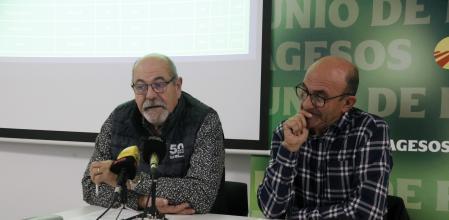 Jaume Pedrós, coordinador de la comisión especializada de energías renovables de Unió de Pagesos y Antoni Borràs, responsable de energías renovables.