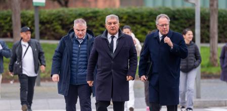 Entrada del Presidente del FC Barcelona, Joan Laporta, en la Ciutat de la Justicia para declarar en relación al ‘Caso Reus’. En Barcelona, 16 de enero de 2026.