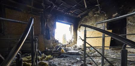 Así quedó un domicilio tras ser bombardeado en Járkov el pasado enero.