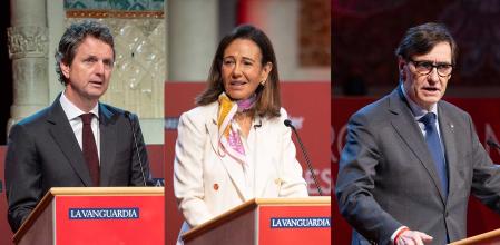 Esperanza ante el futuro. Carlos Godó, presidente ejecutivo de Grupo Godó; Ana Botín, presidenta de Banco Santander, y Salvador Illa, president de la Generalitat coincidieron en que hay que afrontar los desafíos con ilusión, esperanza y ambición, en un contexto operativo en el que hay que reinventarse porque el futuro es disruptivo.
