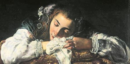 ‘Anónimo: Joven dormida’ (c. 1615-1620), detalle&nbsp;