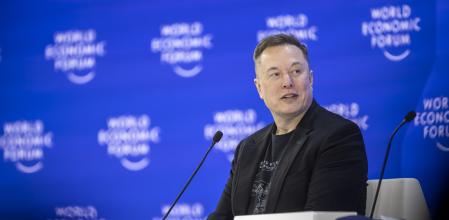 El magnate tecnológico Elon Musk este jueves en el Foro de Davos