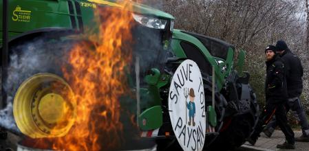 Manifestación de agricultores franceses contra el acuerdo Mercosur, el miércoles en Estrasburgo.