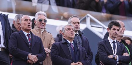 Joan Laporta ambRafael Yustea la llotja de l’Spotify Camp Nou el 29 de novembre