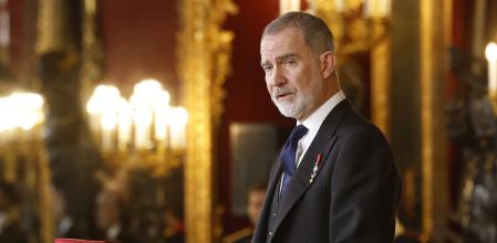 El Rey, este viernes, durante su intervención en la tradicional recepción de los reyes al cuerpo diplomático acreditado en España