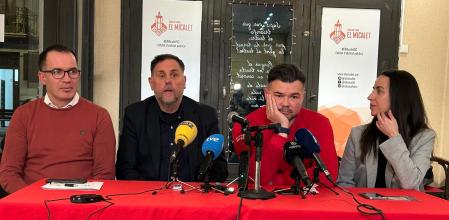 Oriol Junqueras y Gabriel Rufián, en su acto en València