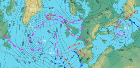 Mapa isobárico para el domingo 1 de febrero