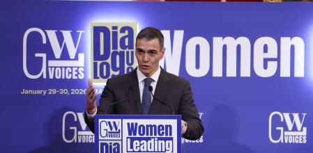 El presidente del Gobierno, Pedro Sánchez, interviene en el acto 'Mujeres liderando la ONU en el siglo XXI', este viernes en Madrid&nbsp;