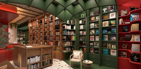 Render de la futura librería de Finestres especializada en Palestina