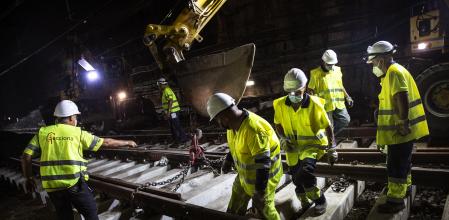 Obras del nuevo esquema de vías de Sants en verano del 2020