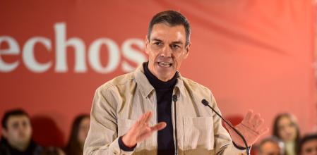 El presidente del Gobierno y líder del PSOE, Pedro Sánchez, en la campaña electoral de Aragón 