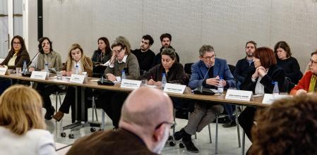 Xavier Trabado, en su intervención de esta tarde, en la reunión celebrada en el Palau de Pedralbes&nbsp;