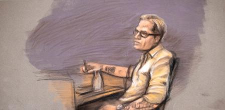 Retrato de Marius Borg Hoiby durante el segundo día del juicio en su contra el miércoles 4 de febrero del 2026