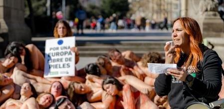 Imagen de la protesta que ha tenido lugar en Barcelona