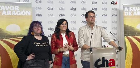 El líder de la Chunta Aragonesista, Jorge Pueyo, ayer durante su valoración de los resultados de los comicios autonómicos&nbsp;