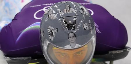 Milano Cortina 2026 Olympics - Skeleton - Men Official Training Heat 2 - Cortina Sliding Centre, Cortina d'Ampezzo, Italy - February 09, 2026. Vladyslav Heraskevych of Ukraine during training REUTERS/Athit Perawongmetha