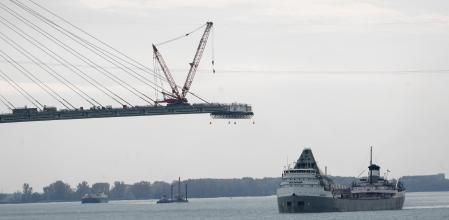 Imagen del puente Gordie Howe todavía en construcción.&nbsp;