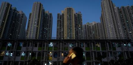 Transitional housing provided by the government, in Kai Tak district of Hong Kong, Monday, Feb. 2, 2026. (AP Photo/Chan Long Hei)