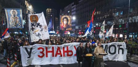 Manifestación de estudiantes en Belgrado en contra de la política gubernamental