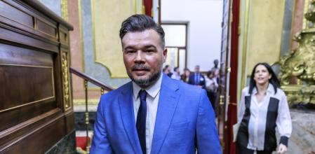 El portavoz de Esquerra Republicana en el Congreso, Gabriel Rufián, entrando al hemiciclo el pasado miércoles.