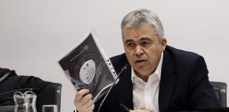 El exsecretario de Organización del PSOE, Santos Cerdán, hoy, en el Parlamento de Navarra