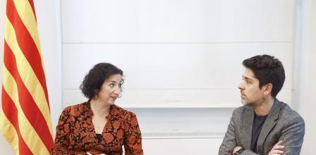 La consellera de Economia i Finances, Alicia Romero, reunida este viernes con el portavoz de los Comuns en el Parlament, David Cid.