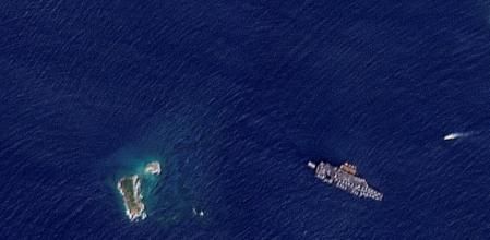 Una imagen de satélite de finales de enero muestra el USS Gerald R.Ford cerca de la costa de St. Thomas, en las Islas Vírgenes&nbsp;