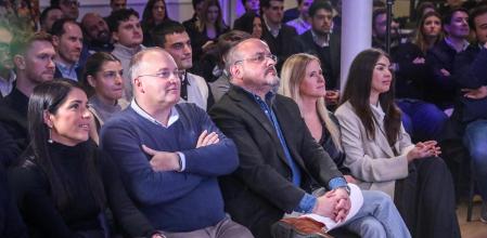Irene Pardo, Miguel Tellado, Alejandro Fernández y Bea Fanjul, ayer en Barcelona