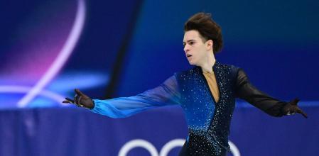 Kazakhstan's Mikhail Shaidorov competes in the figure skating men's singles free skating final during the Milano Cortina 2026 Winter Olympic Games at Milano Ice Skating Arena in Milan on February 13, 2026. (Photo by Piero CRUCIATTI / AFP)