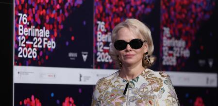 Pamela Anderson a su llegada a la rueda de prensa de 'Rosebush Pruning'