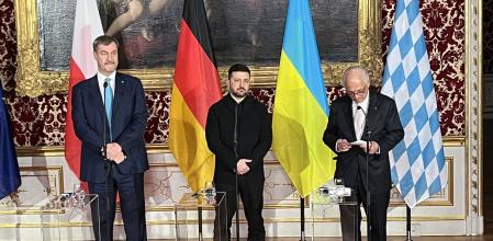 El presidente de Ucrania, Volodímir Zelenski ayer sábado, en la Conferencia de Munich&nbsp;